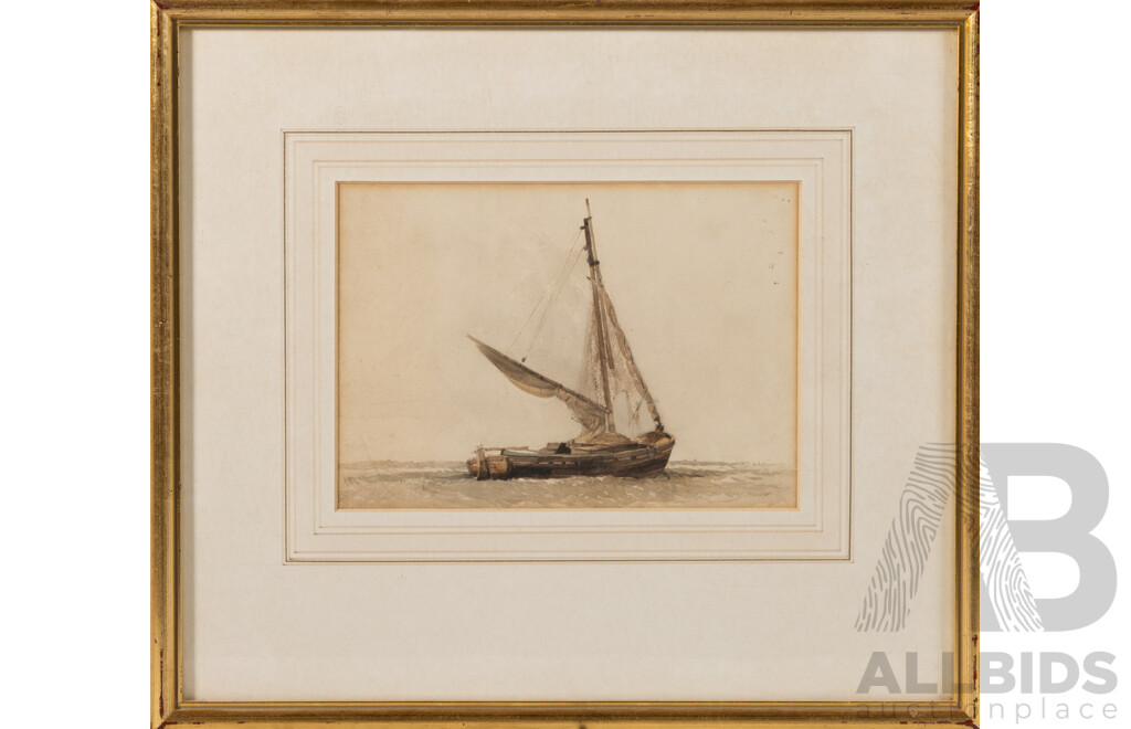 George Stanfield Walters, (19th/Early 20th C., British,1838-1924), Sailboat Rough Seas, Antique Watercolour, 23 x 28.5 cm (frame) & Trio of Artist Unknowns Antique Watercolours, (4)