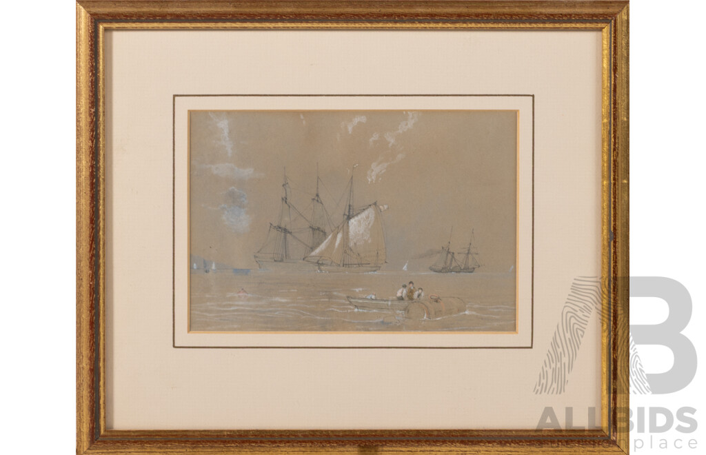 George Stanfield Walters, (19th/Early 20th C., British,1838-1924), Sailboat Rough Seas, Antique Watercolour, 23 x 28.5 cm (frame) & Trio of Artist Unknowns Antique Watercolours, (4)