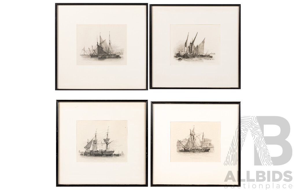 After Edward William Cooke, (19th Century, British, 1811-1880), Collection of Four 19th Century Antique British Marine Engraving Prints, 37 x 39 cm (frames) (4)