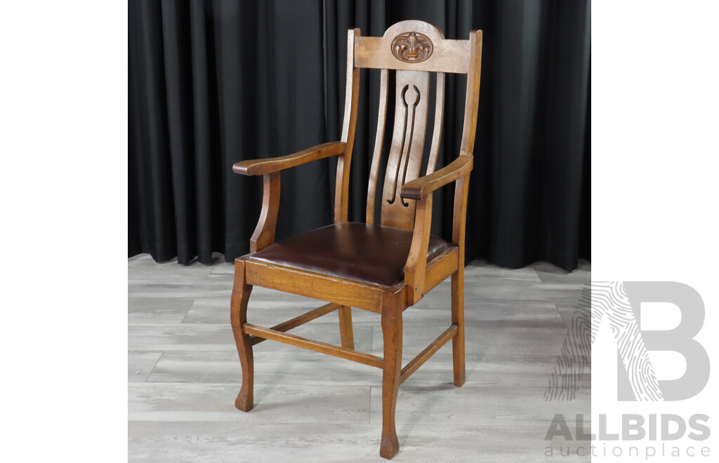 Set of Eight Edwardian Oak Dining Chairs Inc 2 Carvers