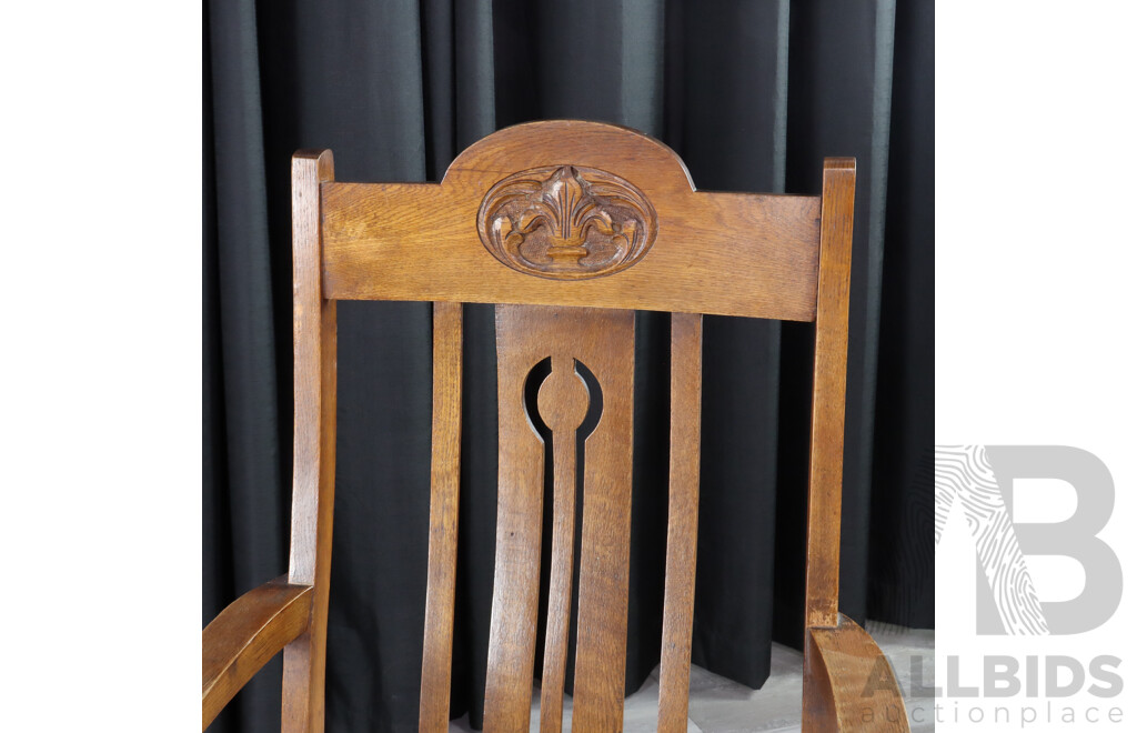 Set of Eight Edwardian Oak Dining Chairs Inc 2 Carvers