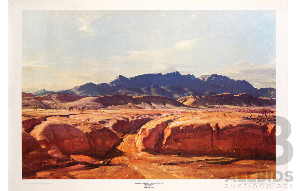 Hans Heysen (Early-Mid 20th Century, 1877-1968), Red Gold & Wanaka Country, Wonderful Pair of Vintage Colour Prints of Original Oils on Canvas, 56 x 76 cm (Red Gold Image) (2)