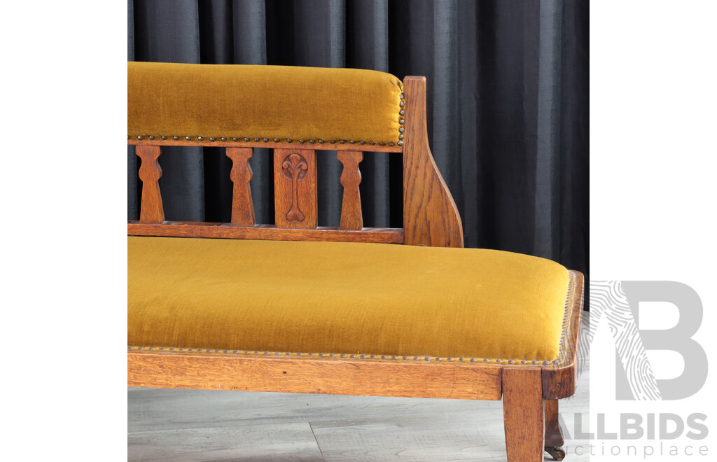 Edwardian Oak Open Ended Chaise