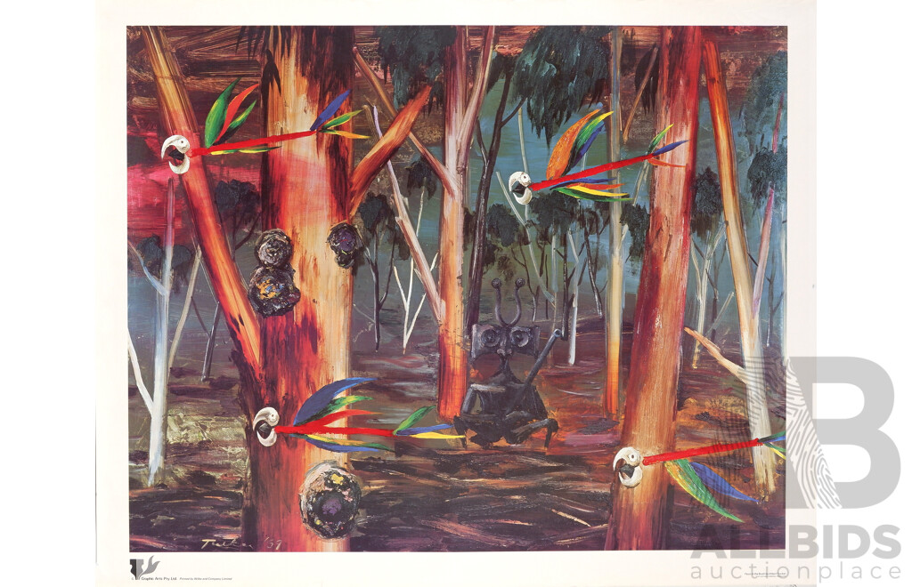 Collection of Six Colour Reproduction Posters of Australian School Artists - Arthur Boyd, Pro Hart, John Perceval, Albert Ticker and Leonard French, 68 x 83 cm (approx largest) (6)