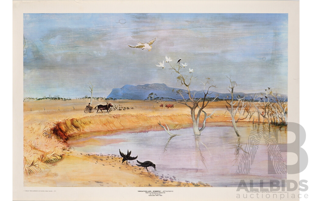 Collection of Six Colour Reproduction Posters of Australian School Artists - Arthur Boyd, Pro Hart, John Perceval, Albert Ticker and Leonard French, 68 x 83 cm (approx largest) (6)