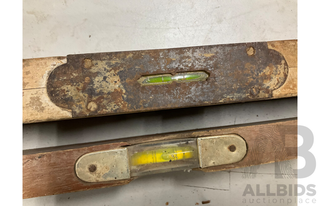 Vintage Timber and Aluminium Spirit Levels Including Stabila