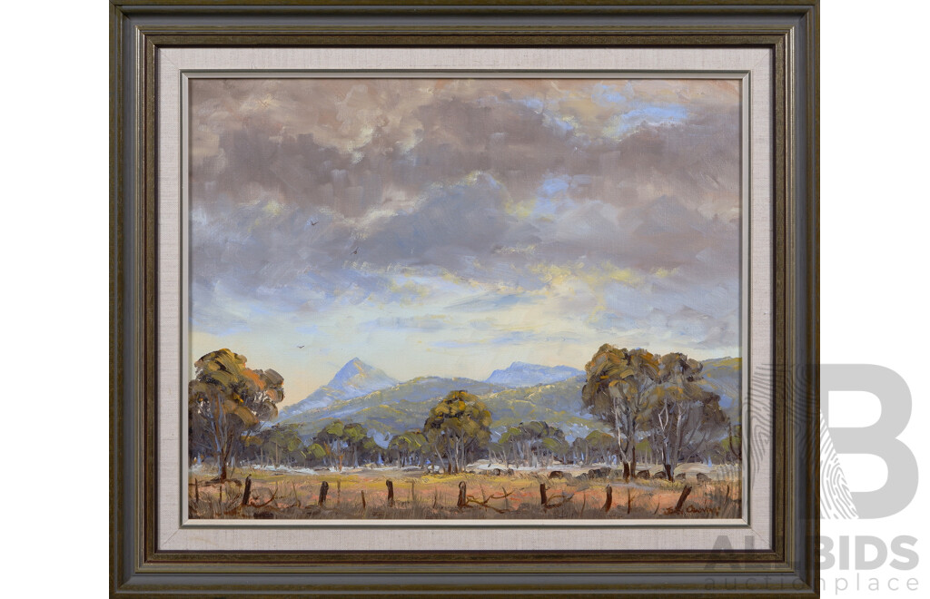 John Canning, (20th Century, Australian, 1936-), Blue Mountains Stormy Clouds, Oil on Canvas