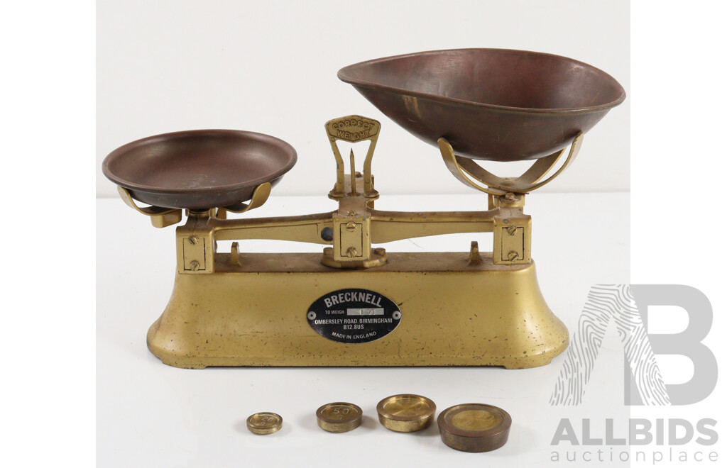 Set of Counter Top Balance Scales by Brecknell with Brass Weights