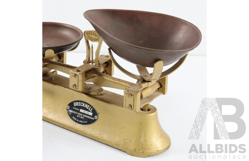 Set of Counter Top Balance Scales by Brecknell with Brass Weights
