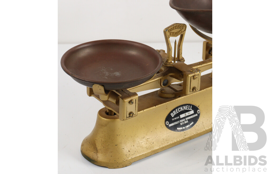 Set of Counter Top Balance Scales by Brecknell with Brass Weights