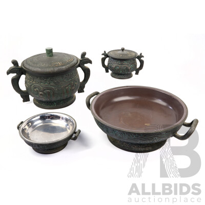 Collection Retro Bronzed Archaistic Style Vessels