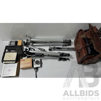 Collection Retro Photography Equipment Including Lenses and More