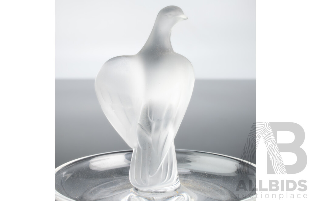 Vintage French Lalique Crystal 'Charis' Dove Ring Dish
