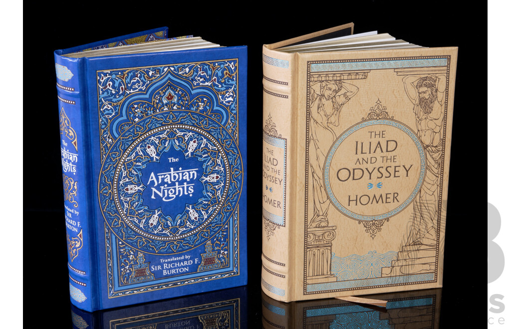 The Arabian Nights, Translated by R Burton, Barnes & Noble, 2016 & the Iliad and the Odyssey, Translated S Butler, Barnes & Noble 2013, Both Embossed Hardcovers