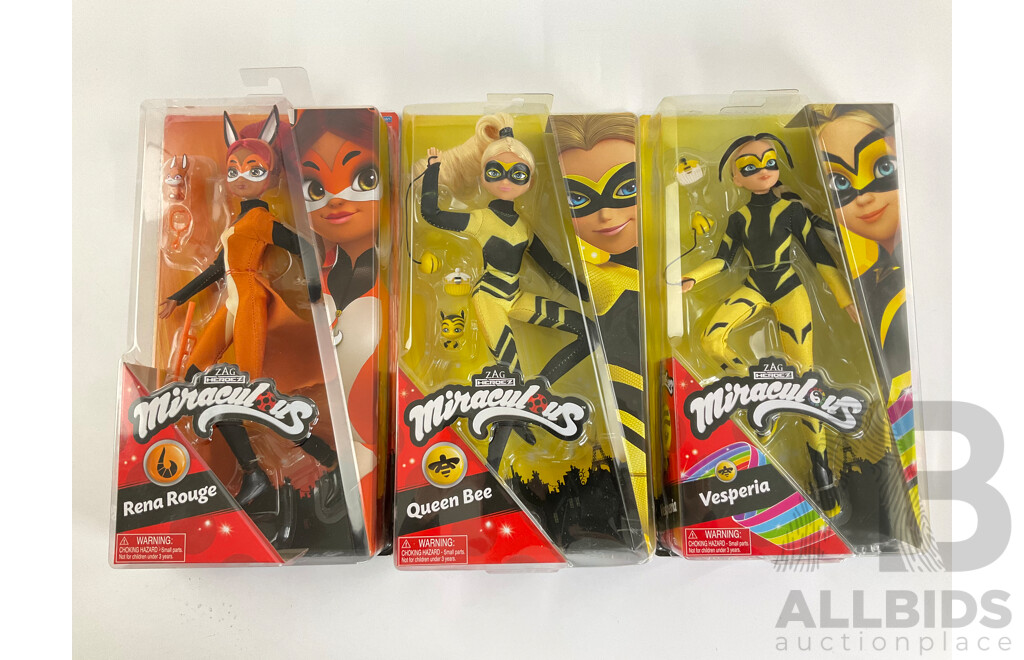 Three Boxed Miraculous Dolls