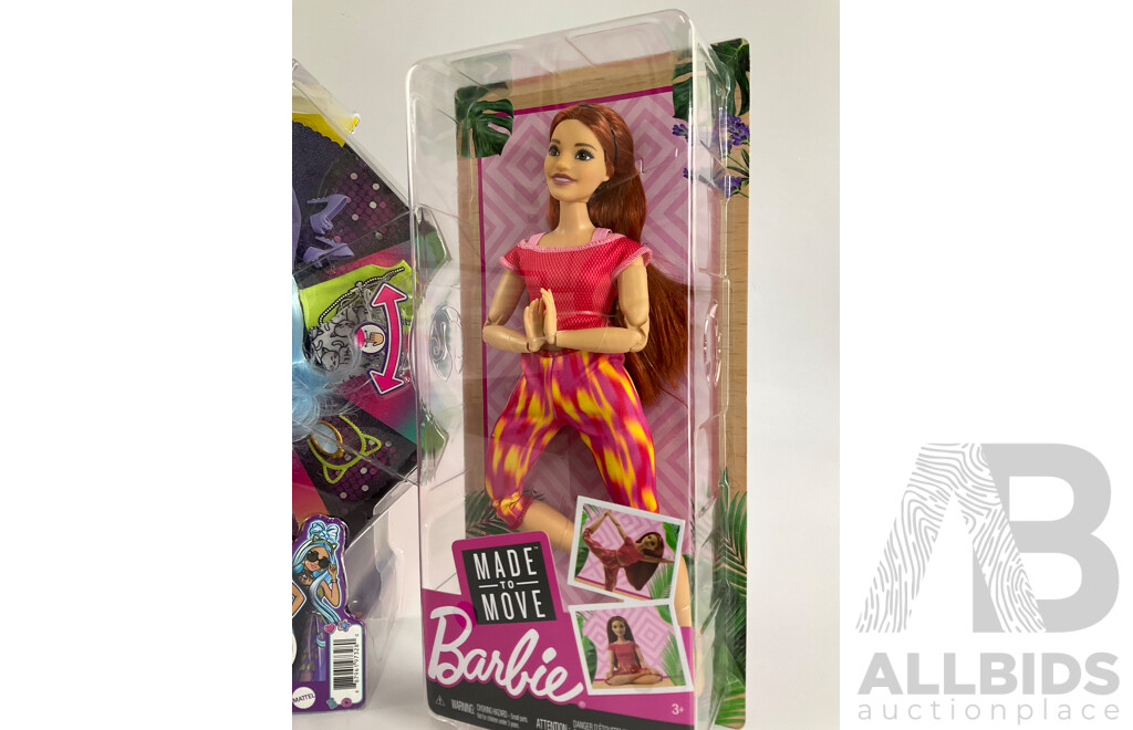 Three Boxed Barbie Dolls Including Touch of Magic, Made to Move and Extra