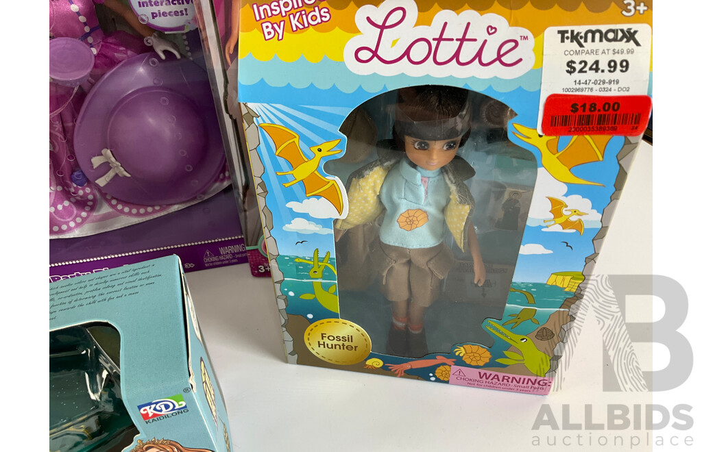 Eight Boxed Dolls Including Steffi Love, Dream Carriage, Mia & Me, Hazel, Sofia the First, Disney Princess, Lottie