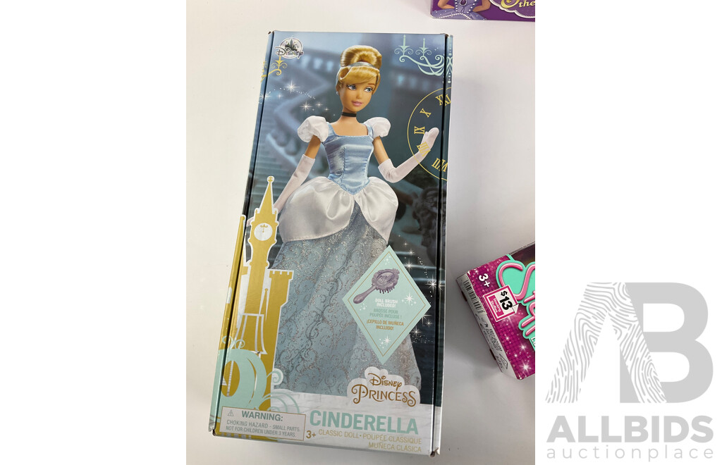 Eight Boxed Dolls Including Steffi Love, Dream Carriage, Mia & Me, Hazel, Sofia the First, Disney Princess, Lottie