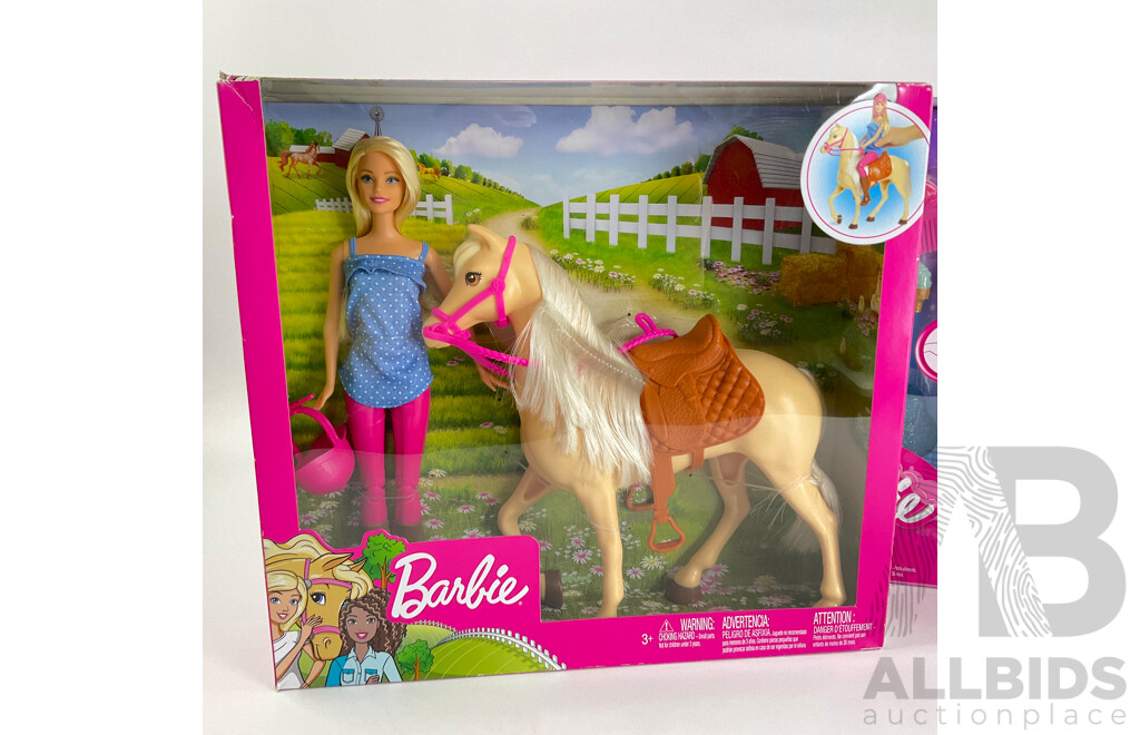Two Boxed Barbie Dolls Including Touch of Magic and Horse
