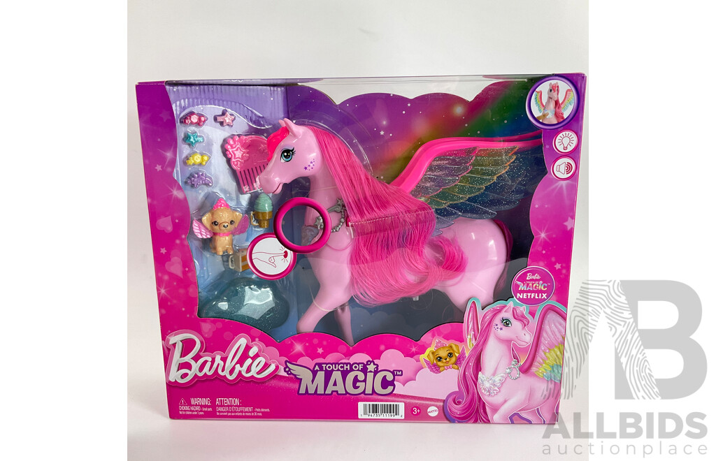 Two Boxed Barbie Dolls Including Touch of Magic and Horse