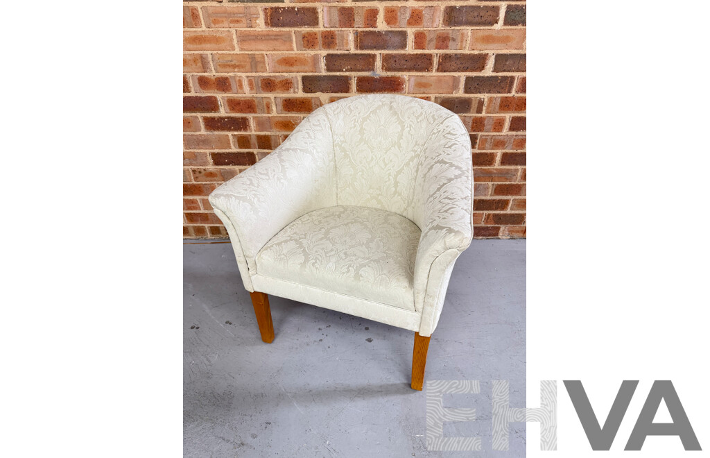 Vintage Cream Brocade Armchair by Eaststyle