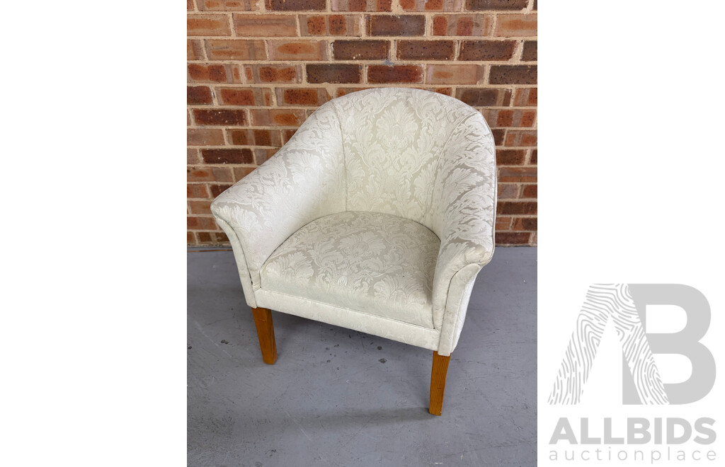 Vintage Cream Brocade Armchair by Eaststyle