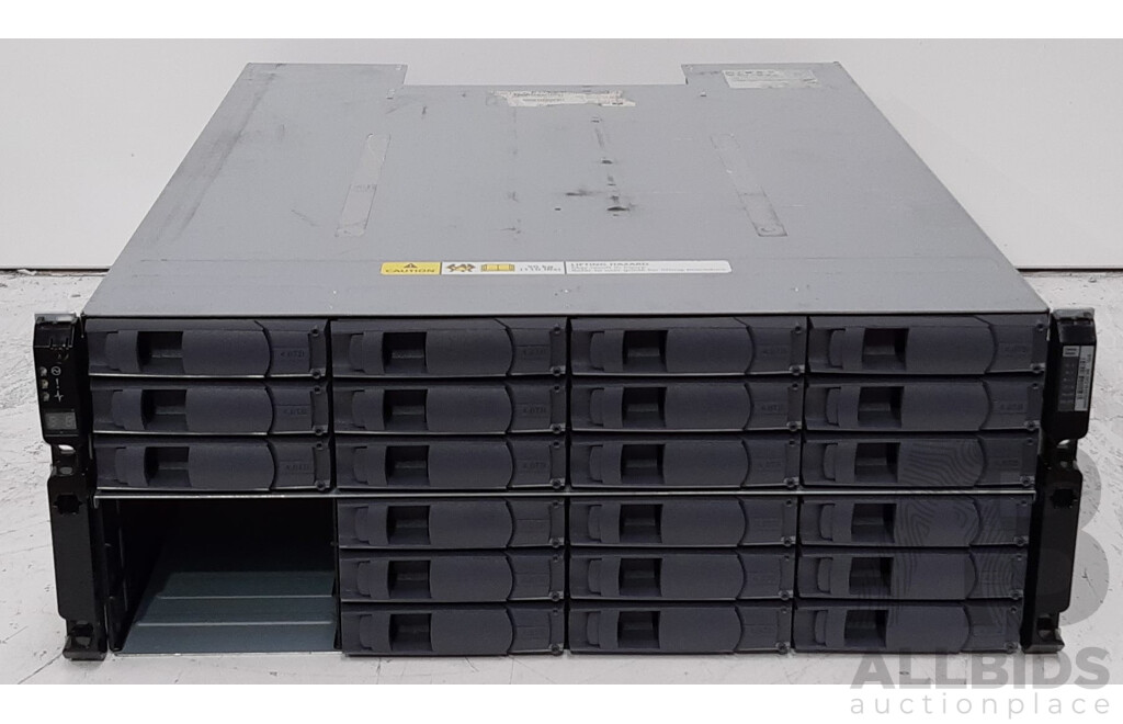 NetApp (NAJ-0801) 24-Bay 3RU (84TB Installed) Hard Drive Array W/ SAS Controller Modules