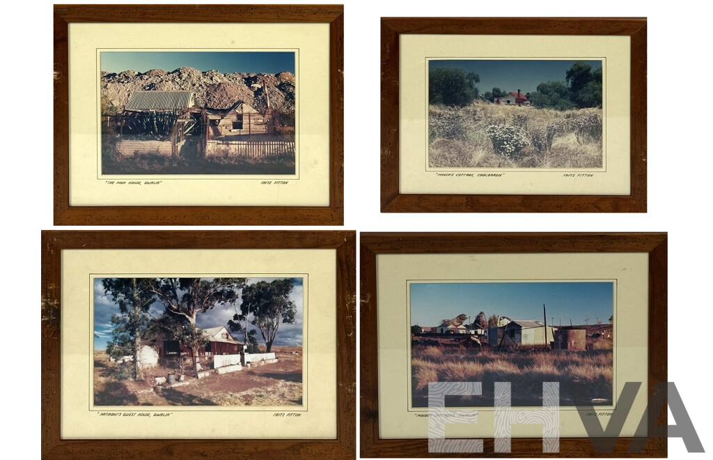 Fritz Fitton, (20th Century, British-Australian), Miner's Cottages, Pink House & Patroni's Guest House, Gwalia & Coolgardie, Western Australia, Colour Photographs, 35 x 45 cm (frames) (4)
