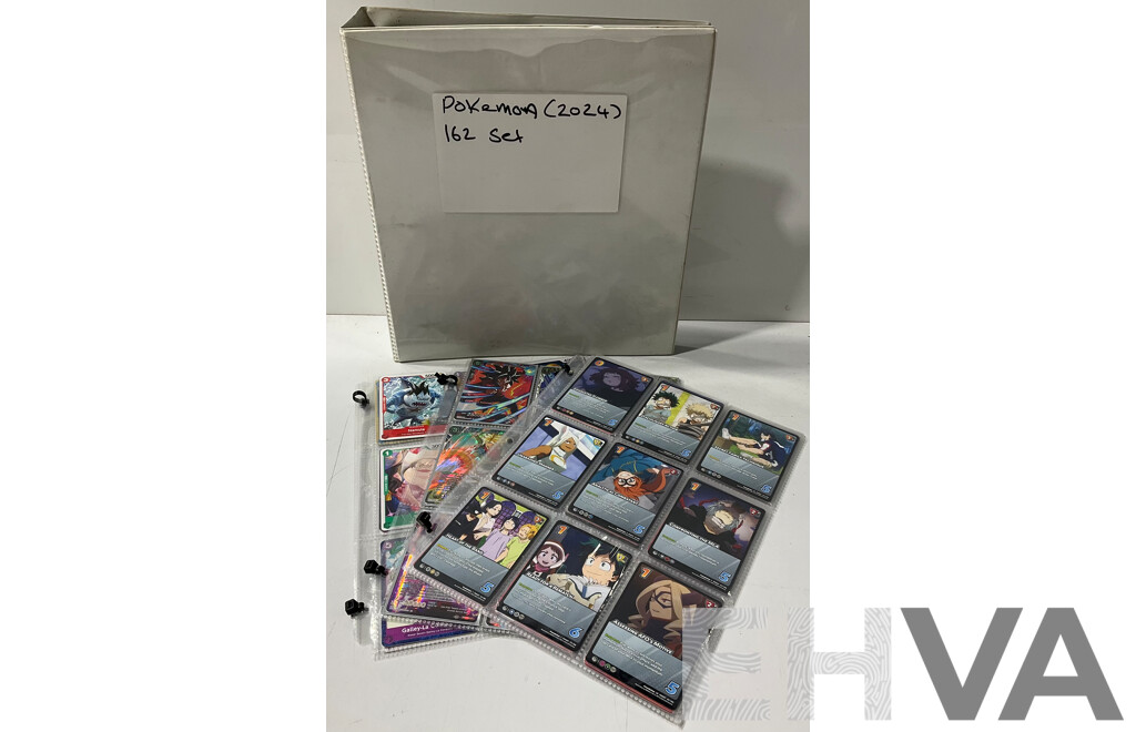 Collection of 162 TCG Pokémon Cards and Cards From My Hero Academia, One Piece and Dragon Ball Card Game in Plastic Folder