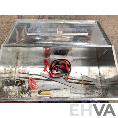 Rhino B250 Galvanised Toolbox with Various Hand Tools