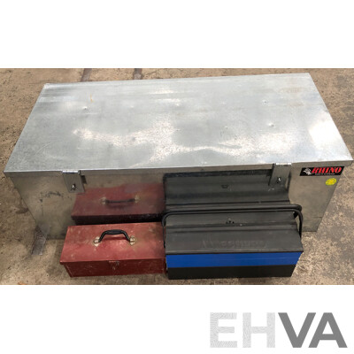 Rhino B250 Galvanised Toolbox with Various Hand Tools