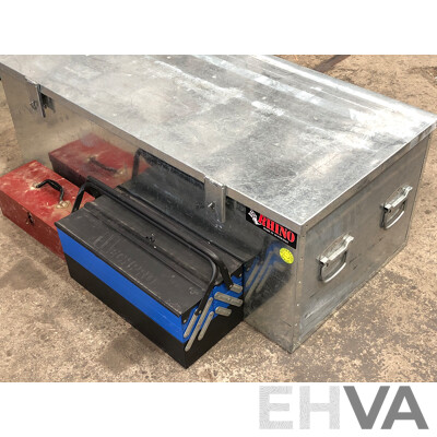 Rhino B250 Galvanised Toolbox with Various Hand Tools