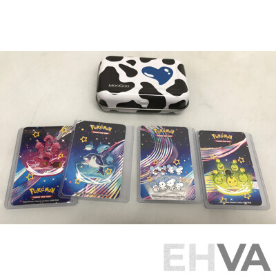 Collection of Assorted Nintendo, PlayStation One, PSP, and PSP Vita Games with Pokemon Trading Cards and Moogoo Game