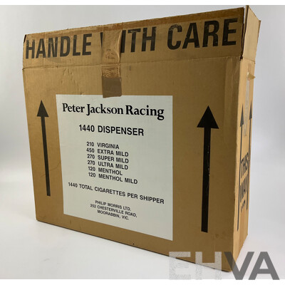 Vintage Peter Jackson 30's Retail Cigarette Cabinet with Ford Sierra Touring Car Top and Original Box