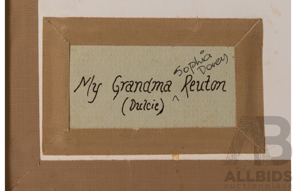Townsend Duryea, (American Born Australian,1823-1888), Portrait of My Grandma Sophie Davey Reuton (Dulcie), Vintage Photograph c 1970-80s, 38 x 32 cm (frame)