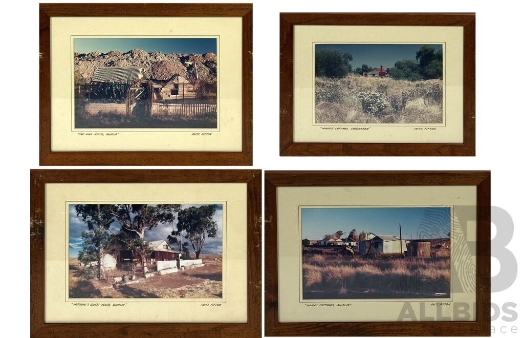 Fritz Fitton, (20th Century, British-Australian), Miner's Cottages, Pink House & Patroni's Guest House, Gwalia & Coolgardie, Western Australia, Colour Photographs, 35 x 45 cm (frames) (4)