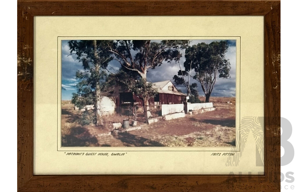 Fritz Fitton, (20th Century, British-Australian), Miner's Cottages, Pink House & Patroni's Guest House, Gwalia & Coolgardie, Western Australia, Colour Photographs, 35 x 45 cm (frames) (4)