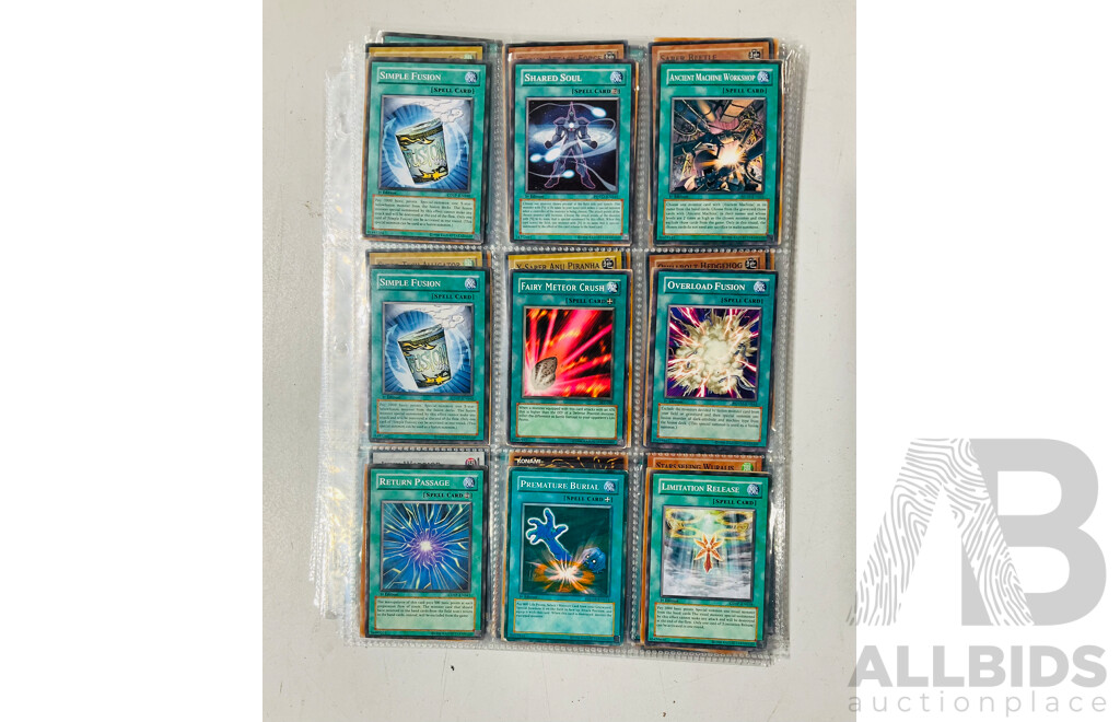 Collection of Yu-Gi-Oh Singles in Binder Pages Including Pot of Greed and More