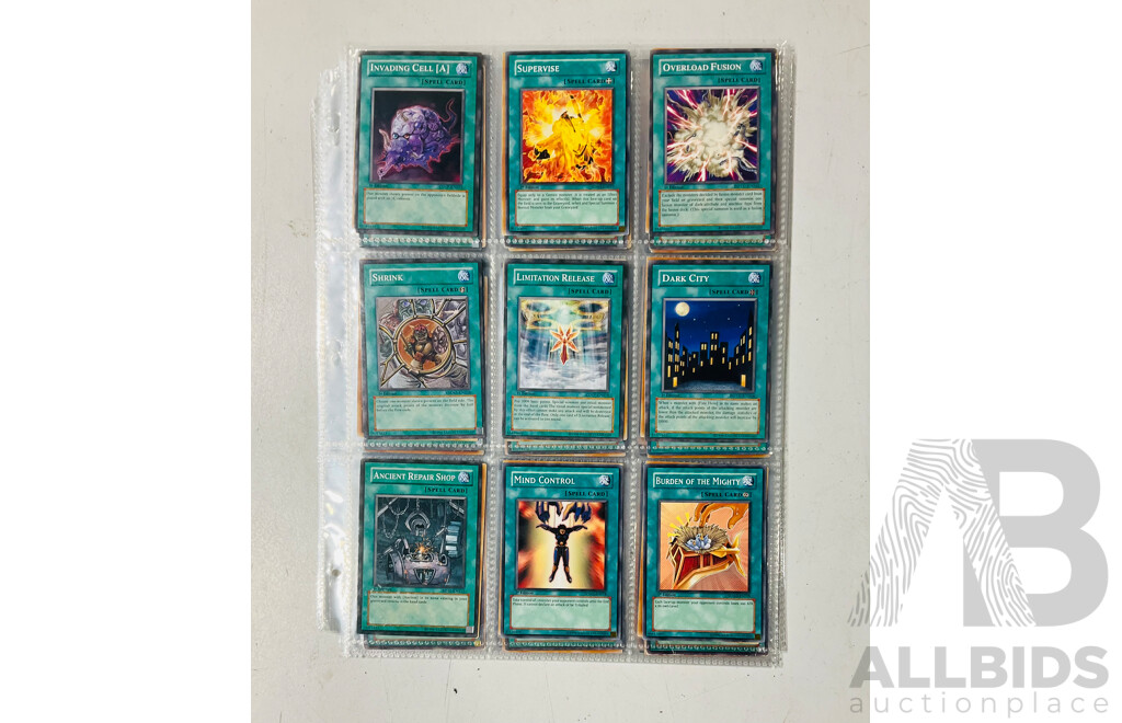 Collection of Yu-Gi-Oh Singles in Binder Pages Including Pot of Greed and More