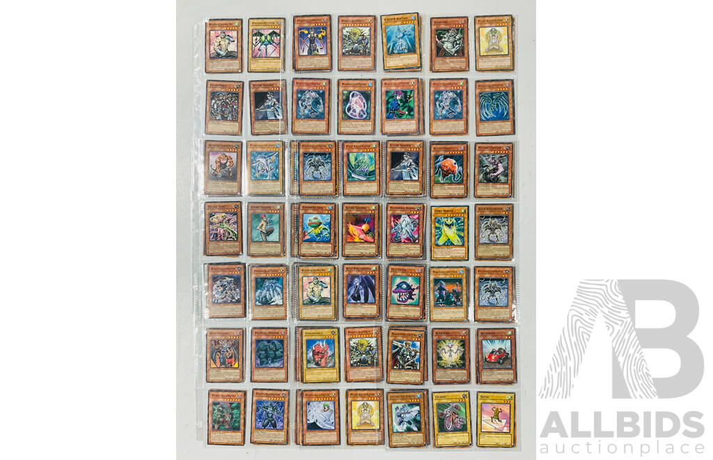 Collection of Yu-Gi-Oh Singles in Binder Pages Including 1st Edition Cards and Others