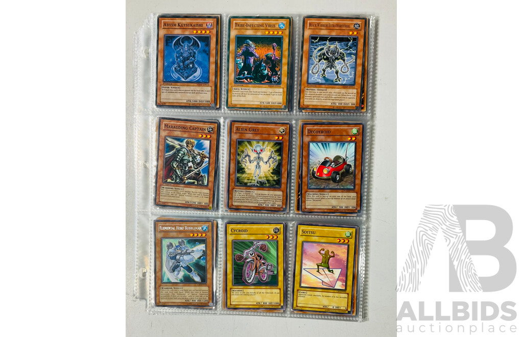 Collection of Yu-Gi-Oh Singles in Binder Pages Including 1st Edition Cards and Others
