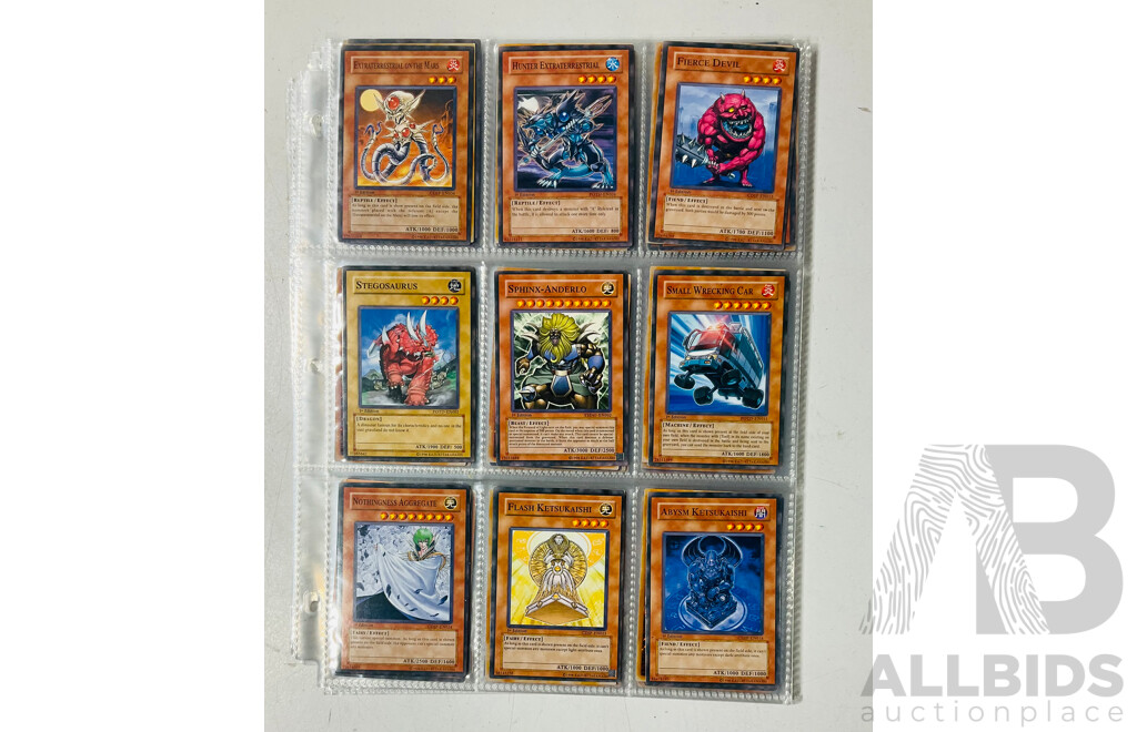 Collection of Yu-Gi-Oh Singles in Binder Pages Including 1st Edition Cards and Others