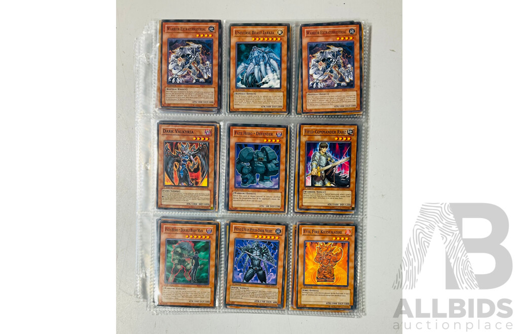 Collection of Yu-Gi-Oh Singles in Binder Pages Including 1st Edition Cards and Others