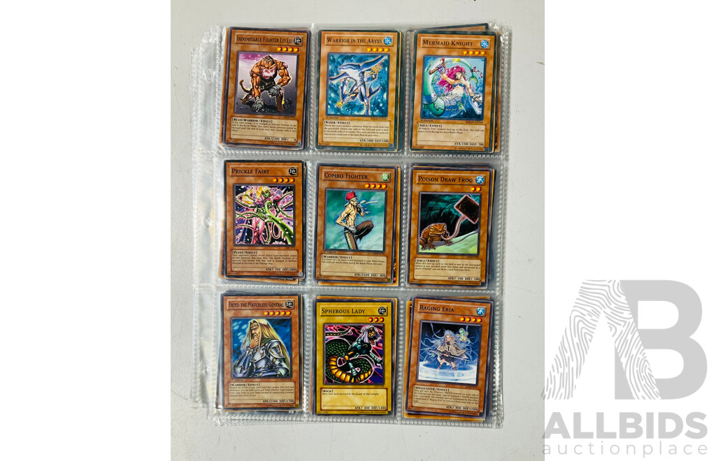 Collection of Yu-Gi-Oh Singles in Binder Pages Including 1st Edition Cards and Others