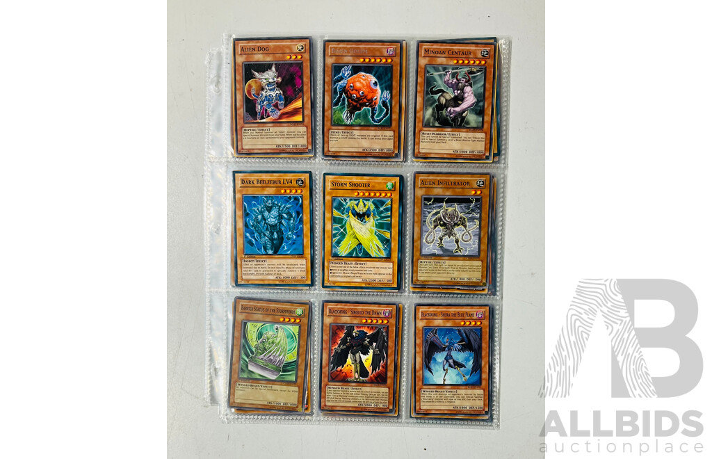Collection of Yu-Gi-Oh Singles in Binder Pages Including 1st Edition Cards and Others