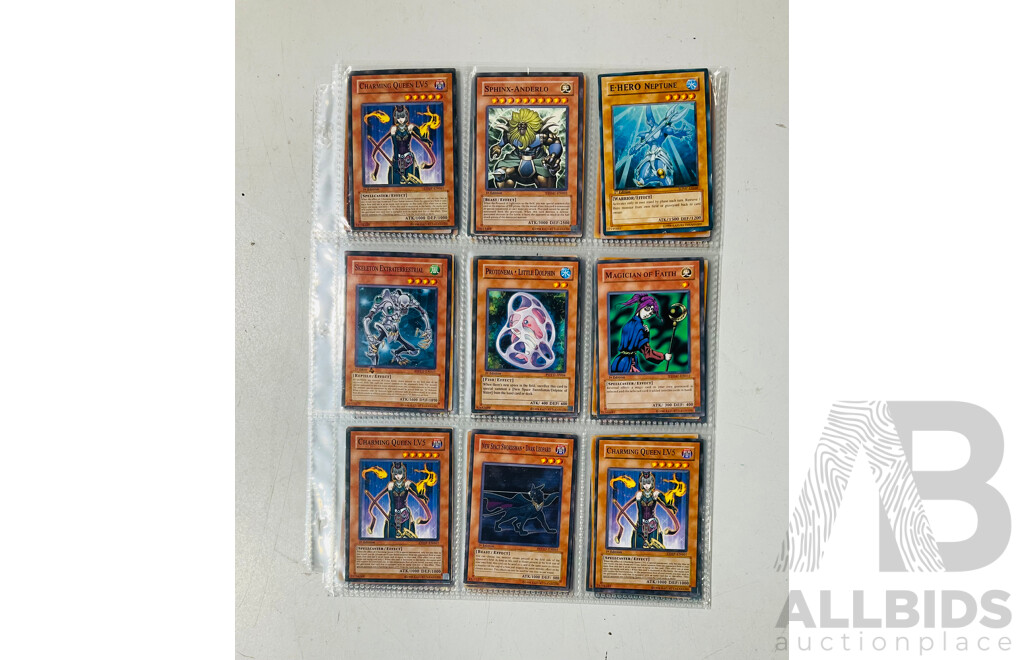 Collection of Yu-Gi-Oh Singles in Binder Pages Including 1st Edition Cards and Others