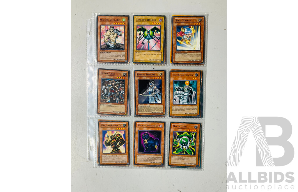 Collection of Yu-Gi-Oh Singles in Binder Pages Including 1st Edition Cards and Others