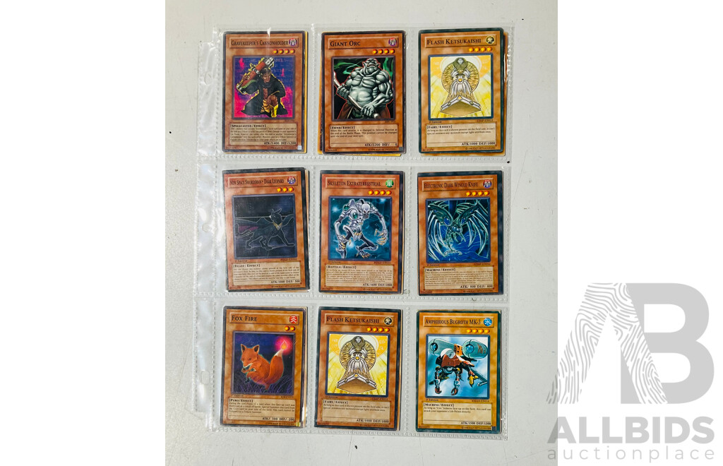 Collection of Yu-Gi-Oh Singles in Binder Pages Including 1st Edition Cards and Others