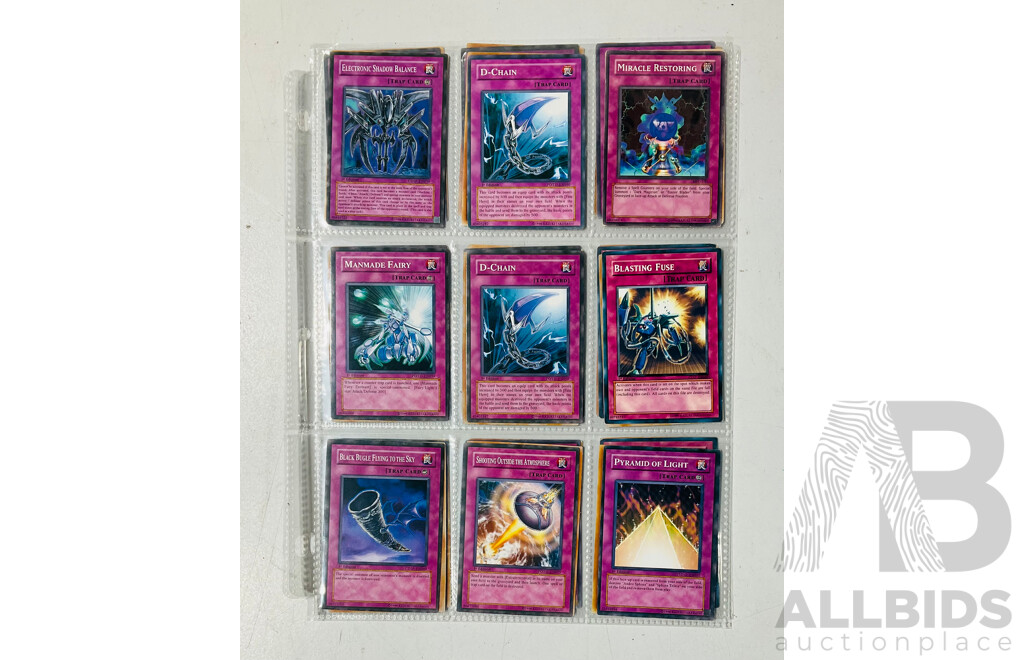Collection of Yu-Gi-Oh Singles in Binder Pages Including 1st Edition Cards and Others