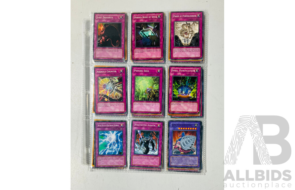 Collection of Yu-Gi-Oh Singles in Binder Pages Including 1st Edition Cards and Others